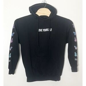 Phora‎ Yours Truly Hoodie Men's Large Black Love Yourself Butterfly Streetwear